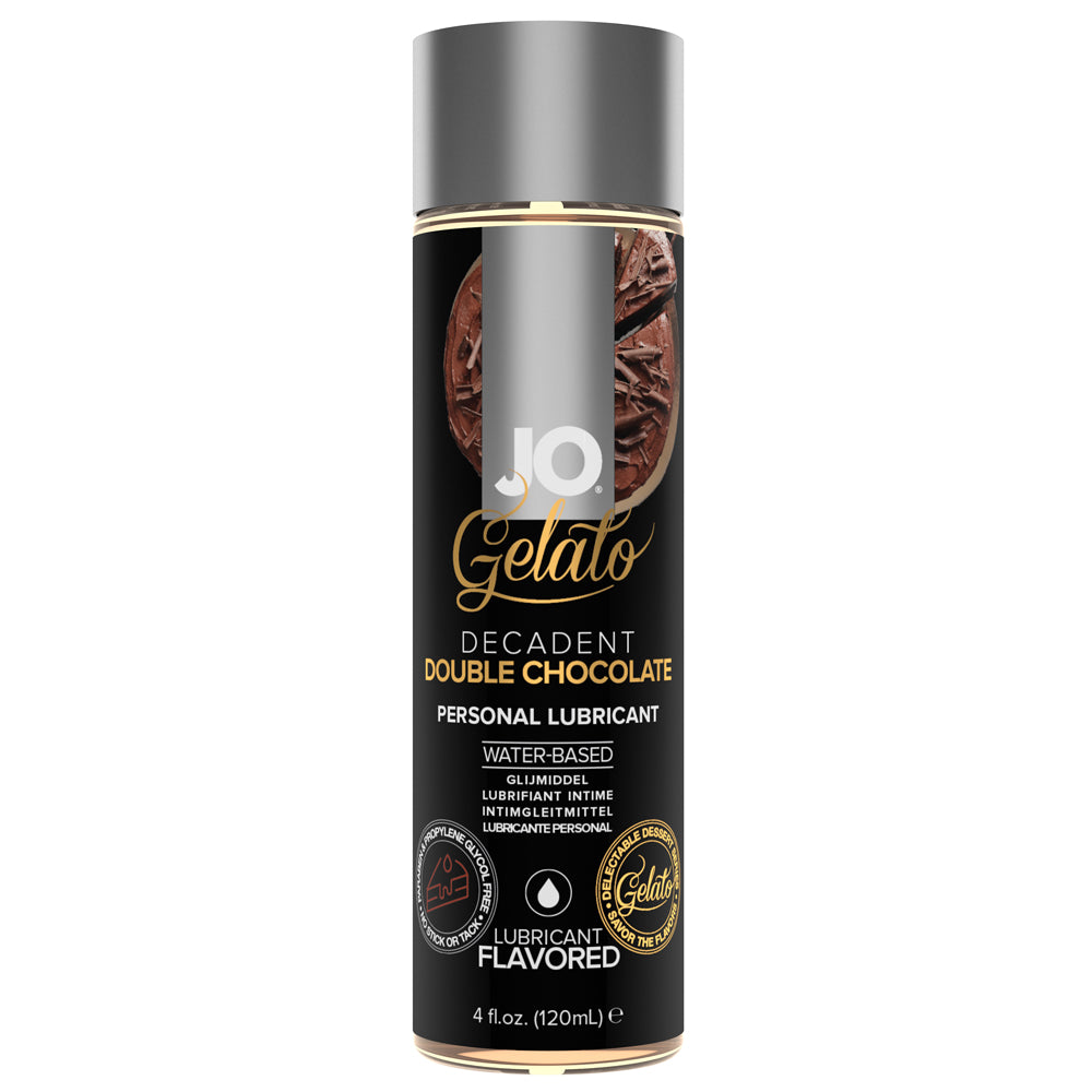 Enhance foreplay, oral sex & intimacy w/ the deliciously rich taste of the Decadent Double Chocolate Flavoured Lubricant from JO's Gelato range! 120ml.