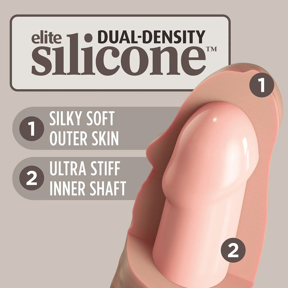  King Cock Elite 11" Dual Density Silicone Dildo With Suction Cup has a firm core & soft skin-like outer for that realistic erection feeling. Features.