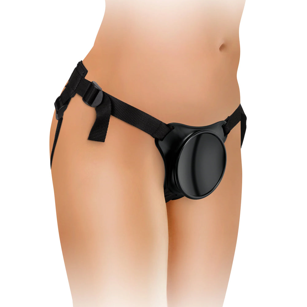 King Cock Elite Beginner's Body Dock Suction Cup Strap-On Harness works w/ suction-cupped dildos in a push & play design for the easiest strap-on play ever.
