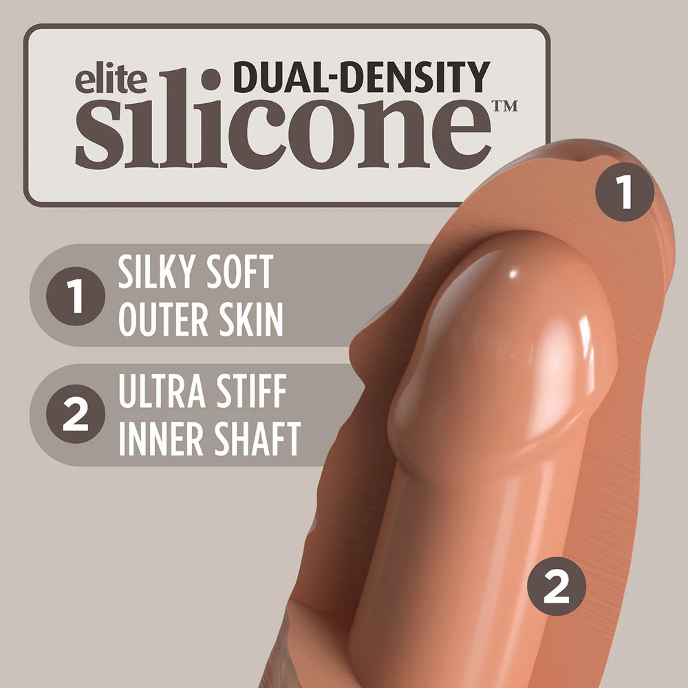 Products King Cock Elite Comfy Silicone Body Dock Harness & 7" Dildo Kit works w/ suction-cupped dildos & comes w/ a 7" dual-density dildo. Features.