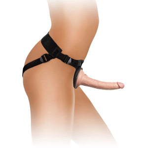 King Cock Elite Ultimate Vibrating Silicone Body Dock Strap-On Kit includes a push & play strap-on harness, a vibrating 7" dual-density dildo & vibrating swinging balls for irresistible slapping sensations. (2)