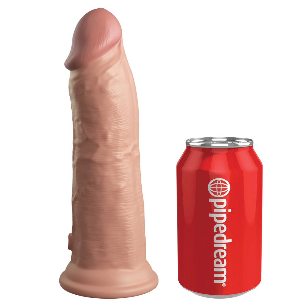 King Cock Elite Vibrating 8" Dual Density Silicone Dildoo has a firm core + soft outer to feel like a realistic erection & has 10 vibration modes to enjoy! Dimension.