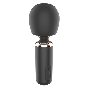 Leto Bliss Compact Rechargeable Wand Vibrator has 5 vibration patterns & 3 speed intensities each in a large, weighty head atop a travel-friendly body.