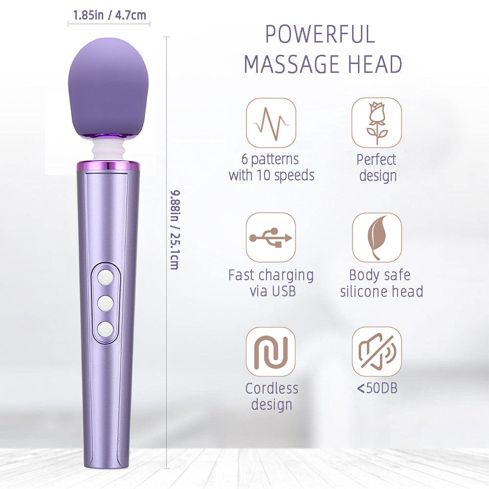 Leto Diva Cordless Rechargeable Wand Vibrator has 6 vibration patterns & 10 speed intensities each to please you or a partner. Features.