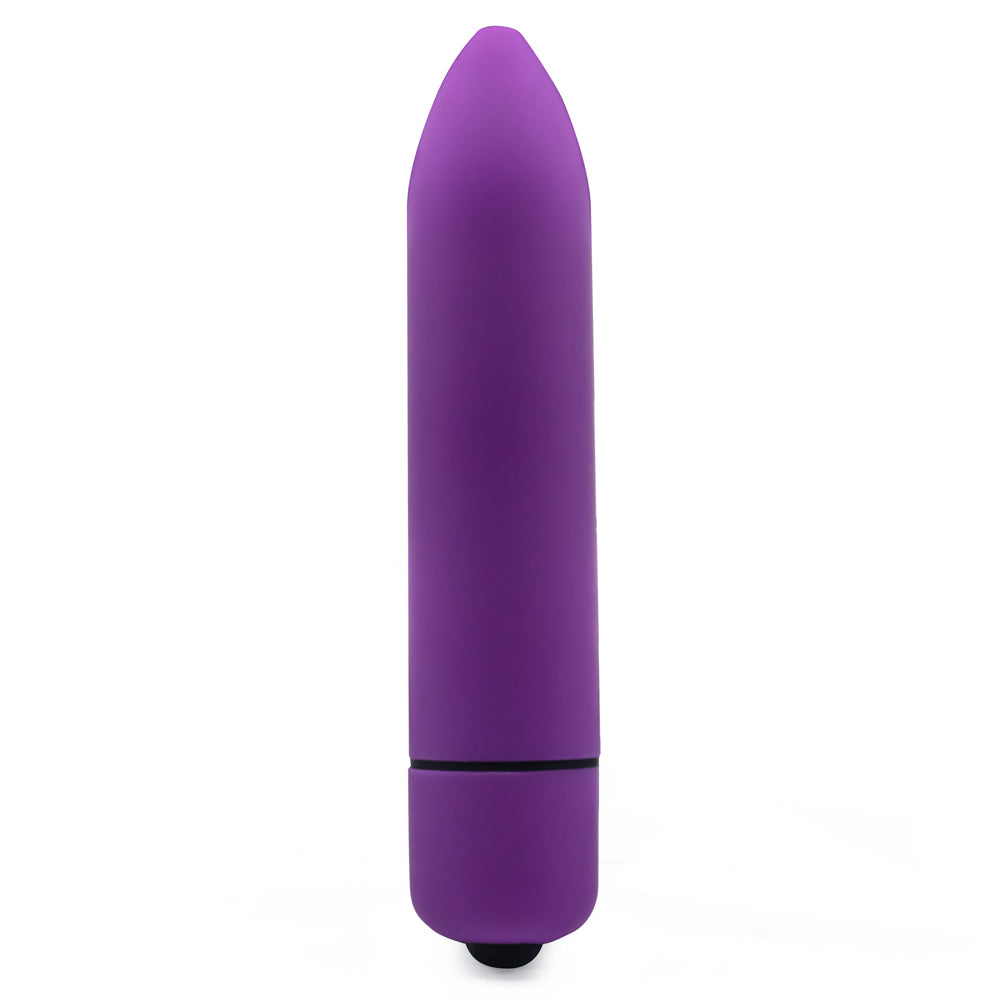 Leto Nova Tapered 10-Mode Bullet Vibrator has a pointed tip that precisely stimulates the clitoris/nipples & has 10 vibration modes. Dark purple.