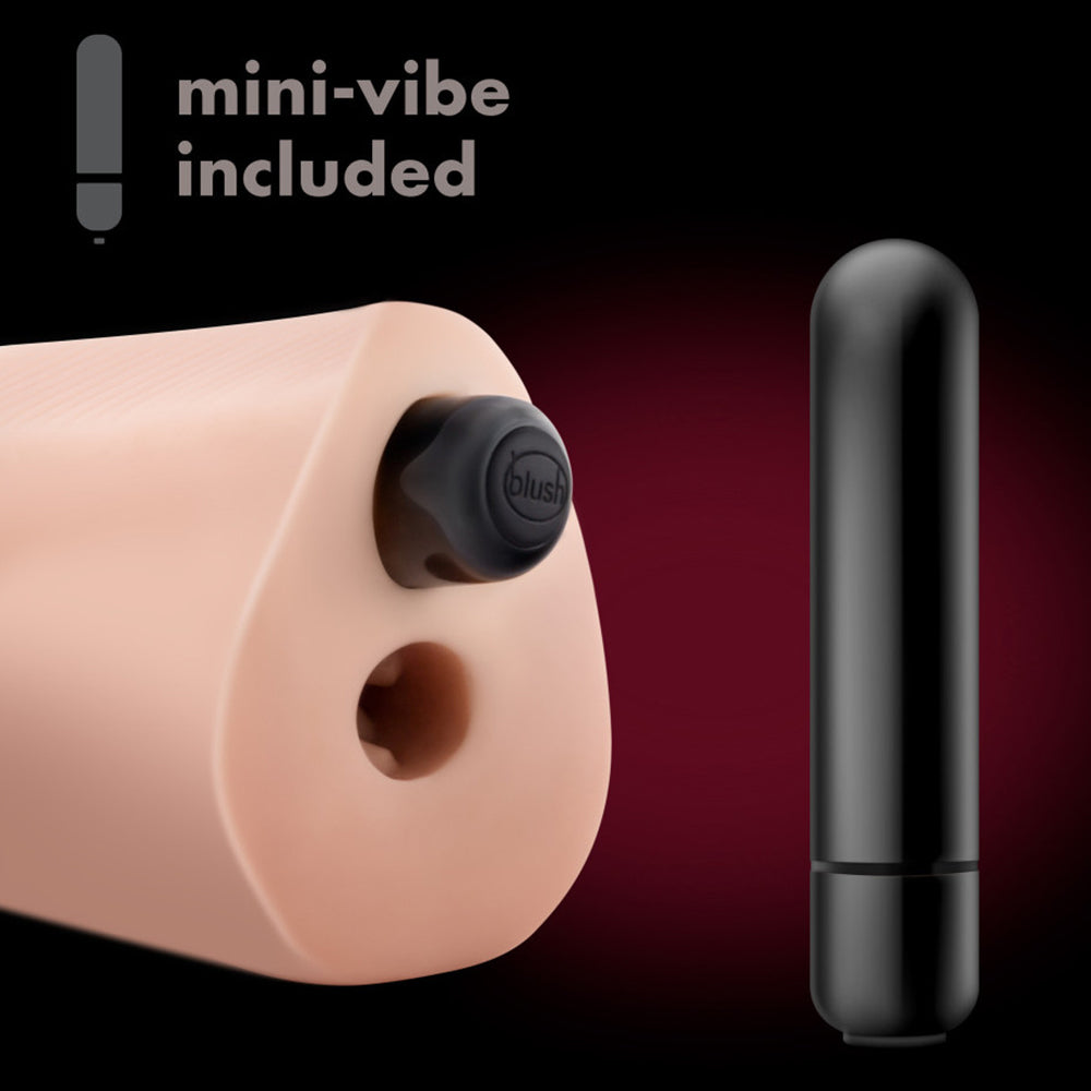M Elite Veronika Self-Lubricating Vibrating Vaginal Stroker has internal ribbing & includes a vibrating bullet for more stimulation. The soft TPE self-lubricates w/ water or saliva for a wet & wild ride! With mini-vibe.