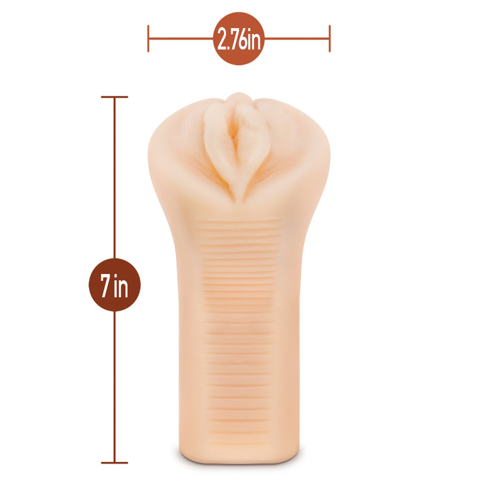 M Elite Veronika Self-Lubricating Vibrating Vaginal Stroker has internal ribbing & includes a vibrating bullet for more stimulation. The soft TPE self-lubricates w/ water or saliva for a wet & wild ride! Dimensions.