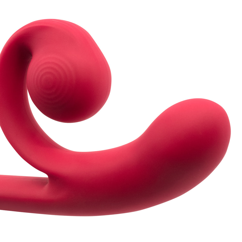 Magic Snail Perfect Contact Flexible Rabbit Vibrator has a unique snail shell design w/ a flexible, rolled-up shape that maintains constant clitoral contact while moving & thrusting! Red. (3)
