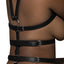 Male Power Ellona Full Torso Restraint Faux Leather Body Harness wraps around your torso, underbust & waist, as well as your arms to trap you in a full-body bind w/ its adjustable buckles. (5)