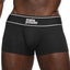 Male Power Modal Rib Pouch Shorts have a wide elastic waistband & are made from super-soft, stretchy Modal fabric in a full-coverage trunk design for supreme comfort. Black.