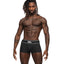 Male Power Modal Rib Pouch Shorts have a wide elastic waistband & are made from super-soft, stretchy Modal fabric in a full-coverage trunk design for supreme comfort. Black. (3)