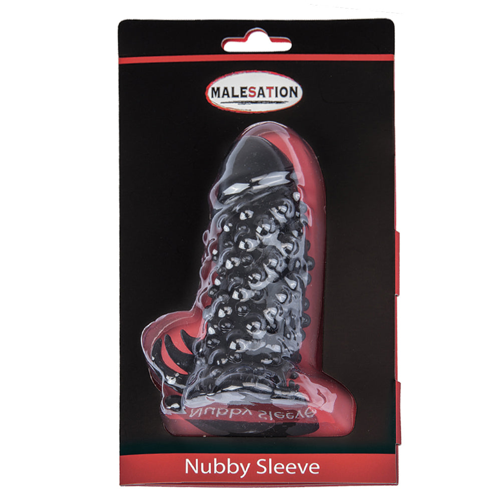 Malesation Nubby Penis Sleeve is lined w/ dozens of smoothly rounded knobs & pleasure nodes to stimulate your partner w/ every thrust. Package.
