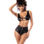 Mapale Wet Look Underboob Bralette & Strappy Zip-Up Panty Set includes a scoop neck top w/ an underboob cutout & a strappy high-waisted panty w/ zip-up front. (6)