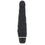  Mini Silicone Classic Long John Vibrator is a battery-operated waterproof silicone sex toy w/ 7 vibration modes + a ridged phallic head & veins for a realistic feel! Black.