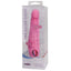  Mini Silicone Classic Long John Vibrator is a battery-operated waterproof silicone sex toy w/ 7 vibration modes + a ridged phallic head & veins for a realistic feel! Pink. Package.
