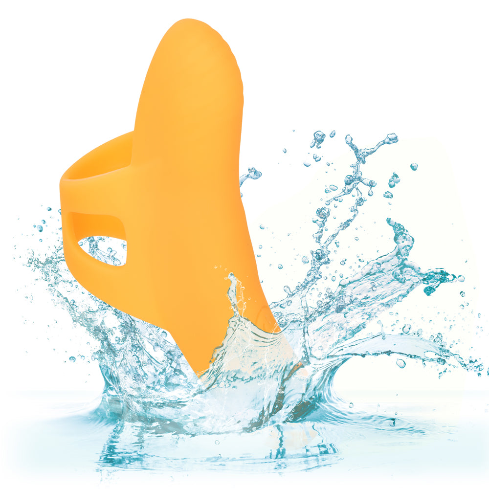 Neon Vibes The Pleasure Vibe Waterproof Silicone Finger Vibrator slips neatly over your finger & delivers 10 vibration modes wherever you direct them. Waterproof.