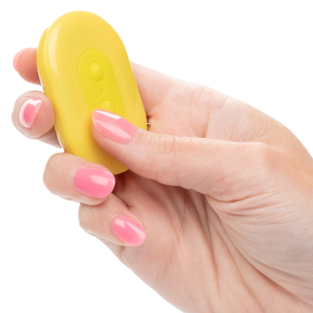 Neon Vibes The Secret Vibe Remote Control Finger & Panty Vibrator has raised, ribbed nubs to stimulate your vulva & clitoris in your panties or you can use it as a handheld finger vibrator. Remote on-hand.