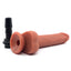 Realistic dildo has a slender lightly veiny shaft & a suction cup for hands-free fun with or without a strap-on harness or the Portable Handbag Sex Machine. With attachment.
