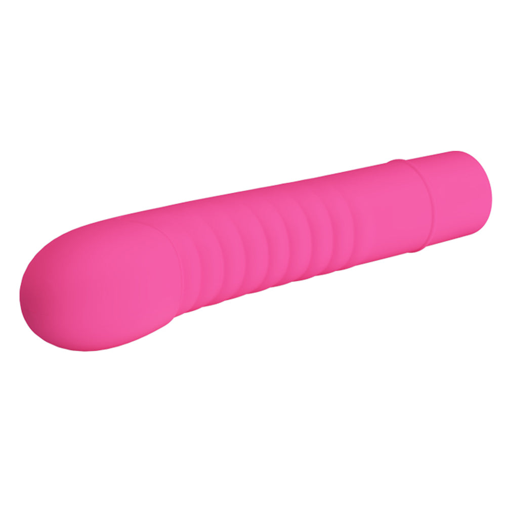 Pretty Love Mick Ribbed Mini G-Spot Vibrator - has a ribbed shaft & a bulbous, curved G-spot tip w/ 10 vibration functions. Hot pink. (2)
