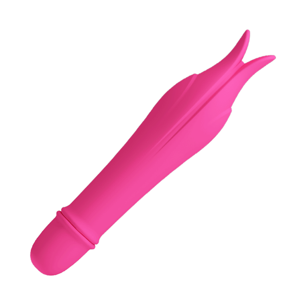  Pretty Love Super Power Flicker Mini Vibrator has flickering dual tips to please your clitoris + 10 vibration patterns to enjoy. Hot pink. GIF.