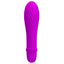 This 10-mode vibrator has a waterproof ribbed silicone body w/ a bulbous head for targeted G-spot pleasure. Purple.