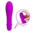 This 10-mode vibrator has a waterproof ribbed silicone body w/ a bulbous head for targeted G-spot pleasure. Purple. Control button.