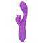 Rechargeable Butterfly Kiss Flutter Rabbit Vibrator has a ribbed G-spot head + a butterfly-shaped clitoral pleaser that flutters its wing & antennae over your clitoris in 10 modes! Purple.