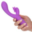 Rechargeable Butterfly Kiss Flutter Rabbit Vibrator has a ribbed G-spot head + a butterfly-shaped clitoral pleaser that flutters its wing & antennae over your clitoris in 10 modes! Purple. On-hand.