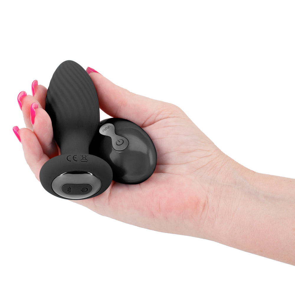  Renegade Alpine Vibrating Gyrating Remote Control Anal Plug has an innovative 8-mode gyrating motor for 8 modes of independent rotation & vibration while a ribbed texture rubs against your inner walls! On-hand.