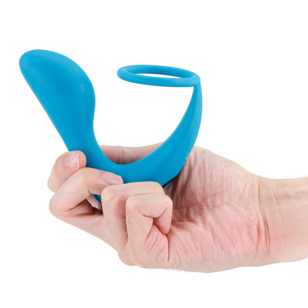 This 2-in-1 prostate plug cock ring combo stimulates your P-spot w/ x modes of remote-controllable vibration & intensifies orgasms. On-hand.