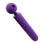 Revel Fae Clitoral Air Pulse & Thrusting Wand Vibrator's head has 10 modes of contactless clitoral suction & throbbing vibration + 10 thrusting modes in the handle. Purple. GIF.