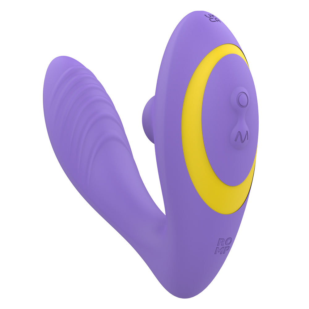 Romp Reverb Pleasure Air Clitoral Suction & G-Spot Vibrator has 10 modes of internal G-spot vibrations & 10 clitoral air pulse suction patterns to give you blended orgasmic bliss.