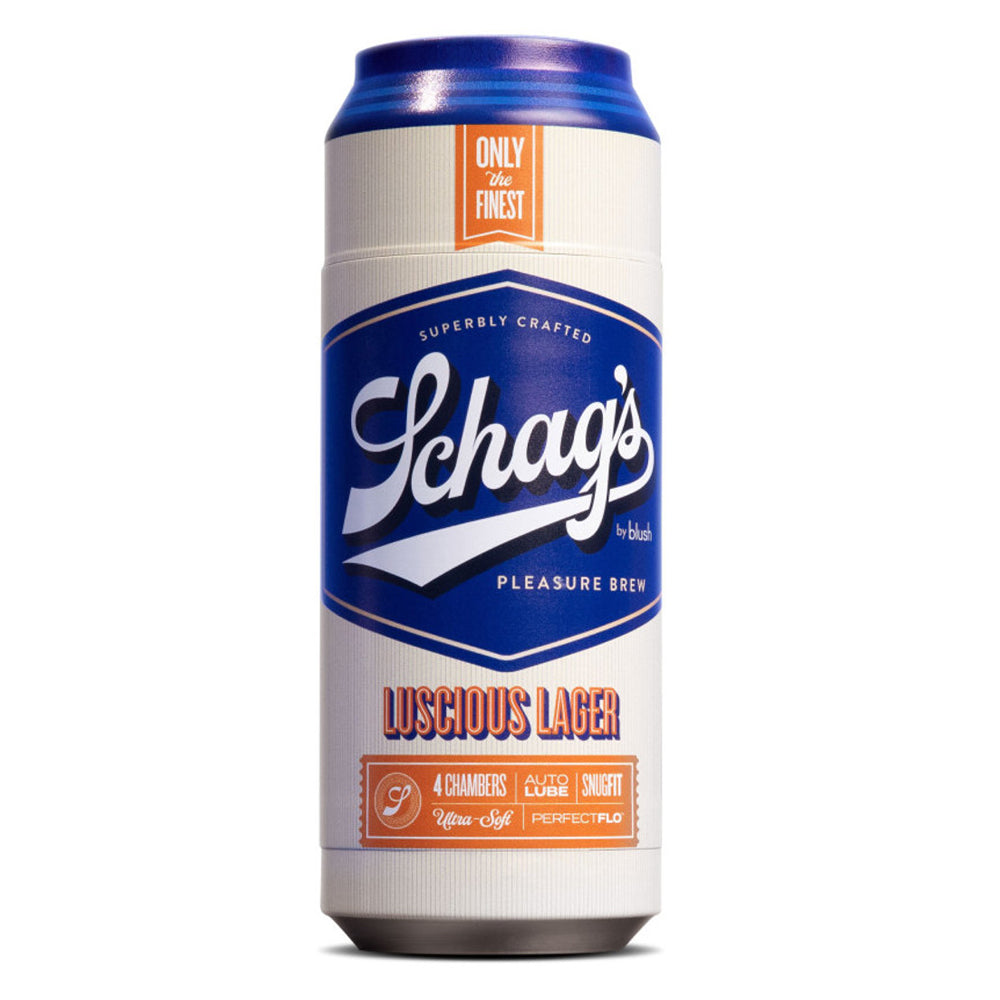 Schag's Luscious Lager Self-Lubricating Beer Can Masturbator has 4 uniquely textured chambers & has a suction control valve for your perfect pleasure. It comes in a discreet beer can design for subtle storage!
