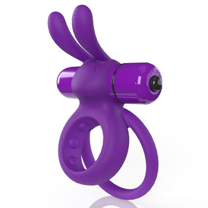  Screaming O 4B Ohare Deep Bass Vibrating Cock & Ball Ring has a new 4B motor for deep, rumbling vibrations that keep the wearer's erection harder for longer while pleasing a partner's clitoris! Purple. (2)