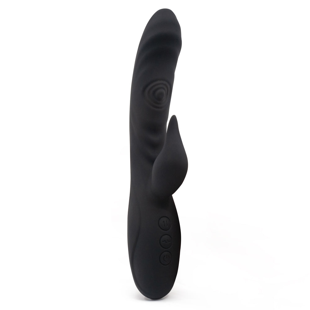 Sexyland Rumble Double Thumping G-Spot Rabbit Vibrator has 7 thumping modes in dual-sided thumping G-spot pads & 7 independent vibration modes in the shaft + clitoral arm for simultaneous stimulation! Black. (1)