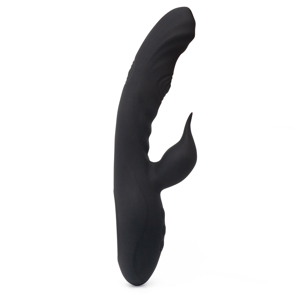 Sexyland Rumble Double Thumping G-Spot Rabbit Vibrator has 7 thumping modes in dual-sided thumping G-spot pads & 7 independent vibration modes in the shaft + clitoral arm for simultaneous stimulation! Black. (2)