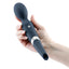 Sugar Pop Aurora Double-Ended Clitoral Air Pulse Wand Massager has 10 contactless clitoral air pulse suction modes in the handle & 10 vibration modes in the head for double the fun. Midnight blue. On-hand.
