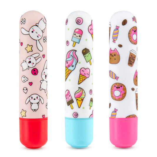 Sweets Waterproof Bullet Vibrator has 10 quiet vibration modes for you to enjoy at the push of a button, all in a waterproof body w/ a cute pattern. Group.