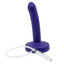 Tantus Pop 6" Slim Squirting Silicone Dildo has a sleek, slim design & a removable inner tubing system for easy cleaning to ensure a hygienic experience. Indiglow purple.