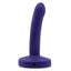 Tantus Pop 6" Slim Squirting Silicone Dildo has a sleek, slim design & a removable inner tubing system for easy cleaning to ensure a hygienic experience. Indiglow purple. (3)