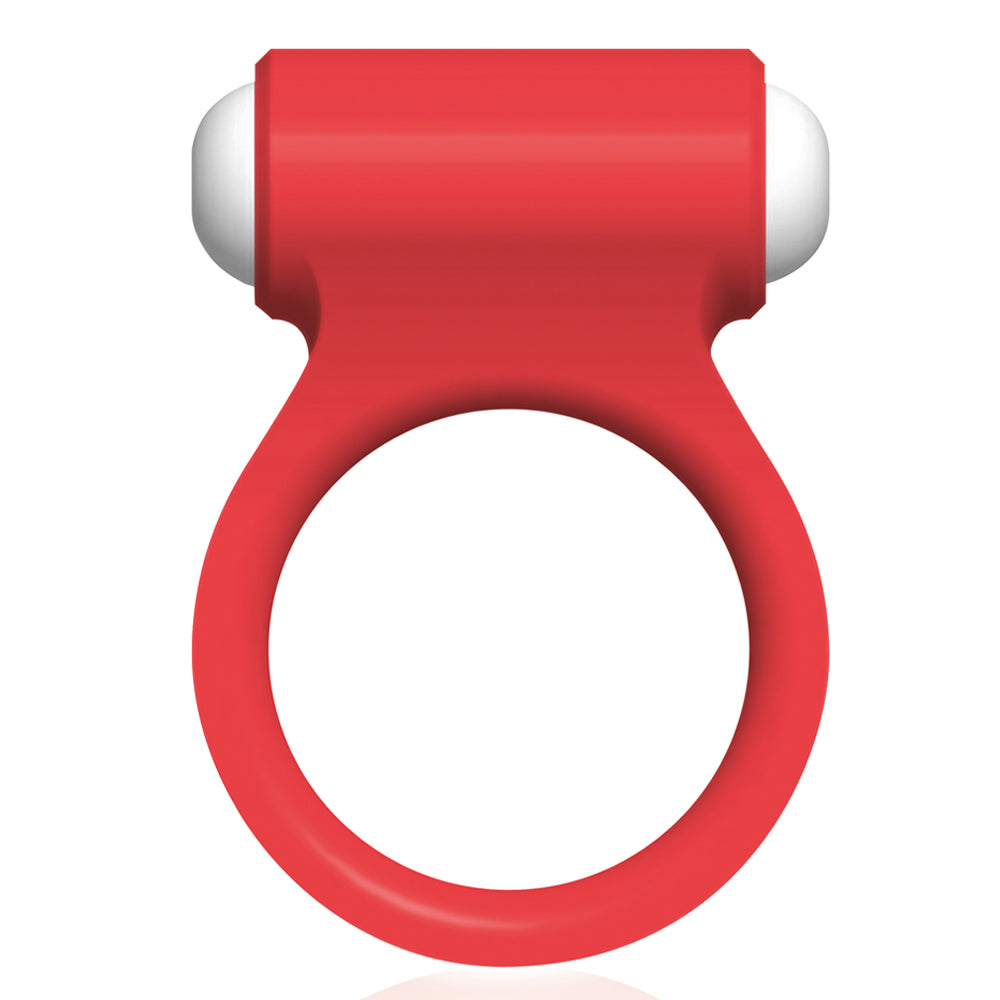 Thrill of Joy Puria Vibrating Silicone Cock Ring has 1 vibration mode & keeps erections harder for longer + increases stamina so you can enjoy longer, more intense sexual encounters... Red.