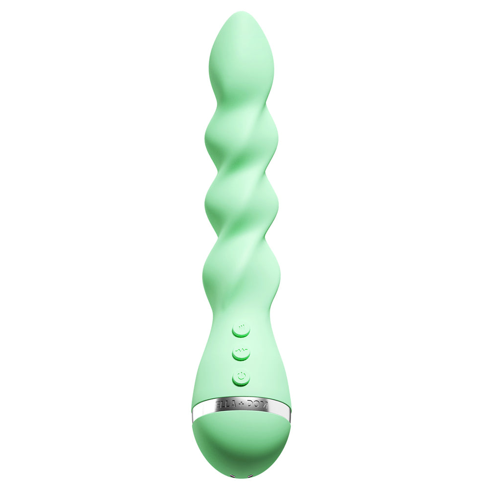 Vush Ella + Dom Rotating Twist Vibrator - Limited Edition has spiralling ribs for great internal or external stimulation & 4 rotating modes + 8 vibration settings in 5 intensity levels each!