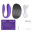 A flat lay of all the accessories that come with the We-Vibe Sync Go, including travel case, charger and instructions.