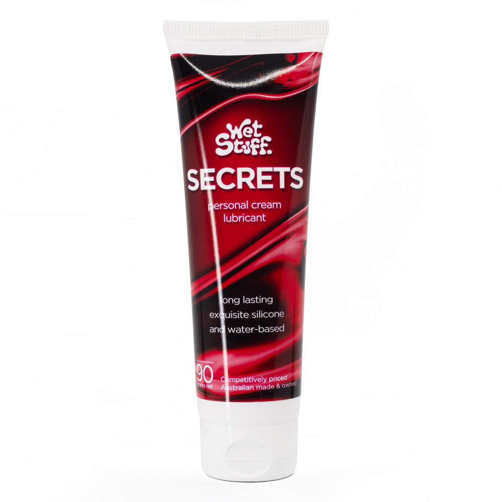 Wet Stuff Secrets Silicone-Based Absorbing Cream Lubricant uses food- & medical-grade low molecular-weight silicone to absorb slowly into the skin for a satin finish & a long-lasting glide!