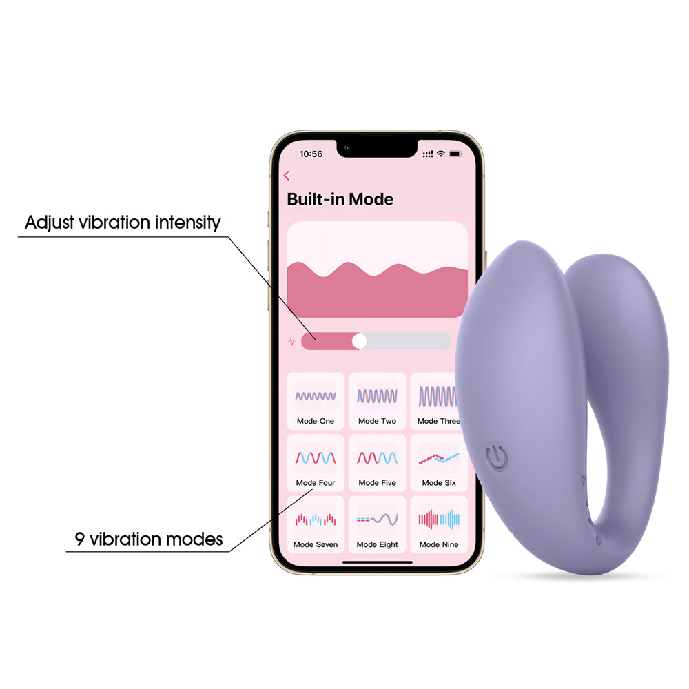 Winyi's Helen Couples Vibrator shows its ability to adjust vibration patterns through the smartphone app.