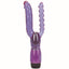 XCel Double Penetrating Vibrator With Anal Beads offers dual penetration for simultaneous vaginal & anal stimulation w/ 2 phallic heads + anal beads.