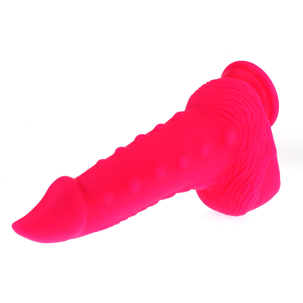 X-Men - 8.5" Scaly Silicone Dildo - unique dragon-like dildo has a pointed head for precise internal stimulation & bumps + a scaly texture on the shaft for one-of-a-kind pleasure. pink 3