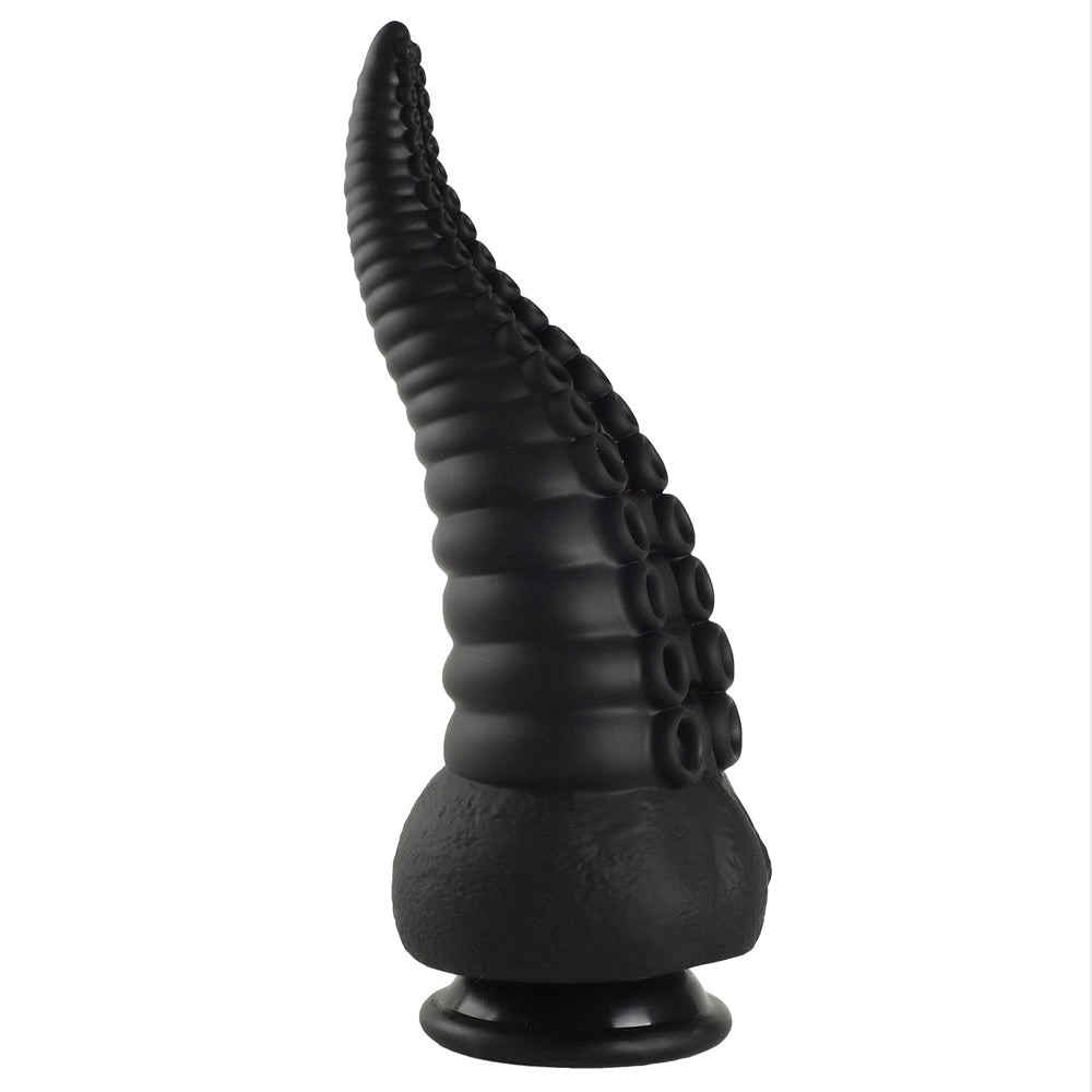 X-Men 8" Ribbed Tentacle Butt Plug w/ Suckers & Suction Cup - unique tentacle anal plug has a tapered tip, pronounced ridges & a sucker texture. Black