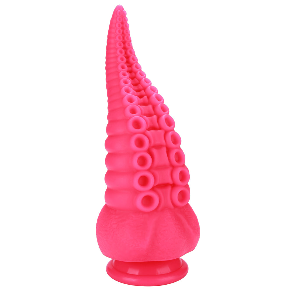 X-Men 8" Ribbed Tentacle Butt Plug w/ Suckers & Suction Cup - unique tentacle anal plug has a tapered tip, pronounced ridges & a sucker texture. Pink