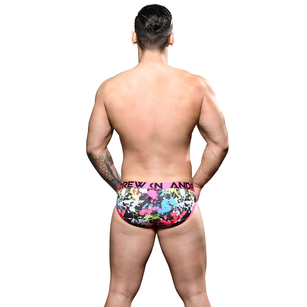 ANDREW CHRISTIAN™ Almost Naked - Splatter Brief - multicoloured paint splatter briefs feature Andrew Christian's waistband & the ultra-comfortable Almost Naked anatomically correct pouch. 7